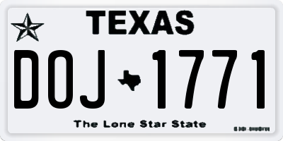 TX license plate DOJ1771