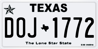 TX license plate DOJ1772