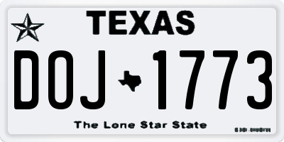TX license plate DOJ1773