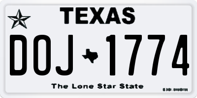 TX license plate DOJ1774