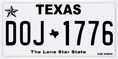 TX license plate DOJ1776