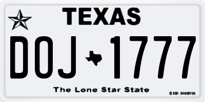 TX license plate DOJ1777