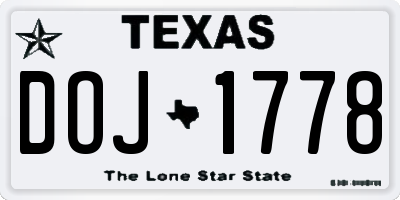 TX license plate DOJ1778
