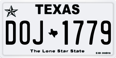 TX license plate DOJ1779