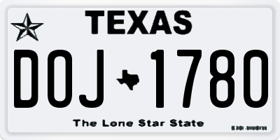 TX license plate DOJ1780