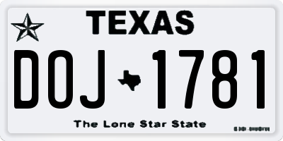 TX license plate DOJ1781