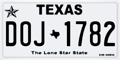 TX license plate DOJ1782