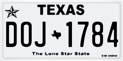TX license plate DOJ1784