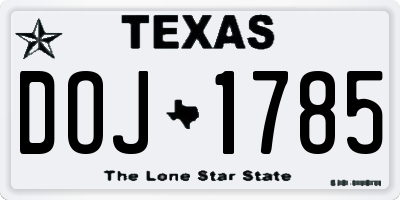 TX license plate DOJ1785