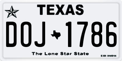 TX license plate DOJ1786