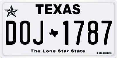 TX license plate DOJ1787