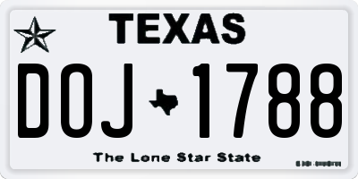 TX license plate DOJ1788