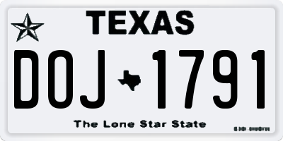 TX license plate DOJ1791