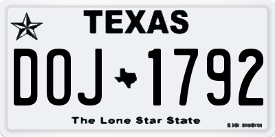 TX license plate DOJ1792