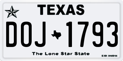 TX license plate DOJ1793
