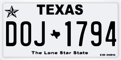 TX license plate DOJ1794