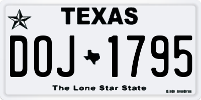 TX license plate DOJ1795
