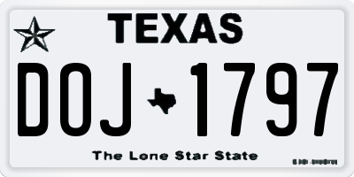 TX license plate DOJ1797