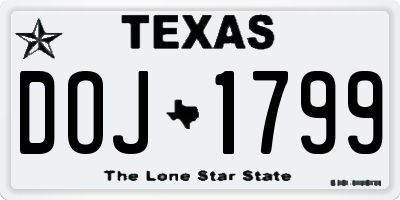 TX license plate DOJ1799