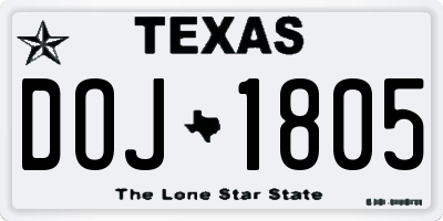 TX license plate DOJ1805
