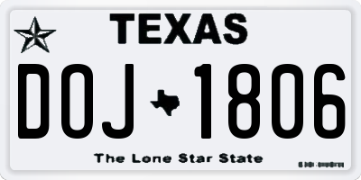 TX license plate DOJ1806