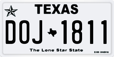 TX license plate DOJ1811
