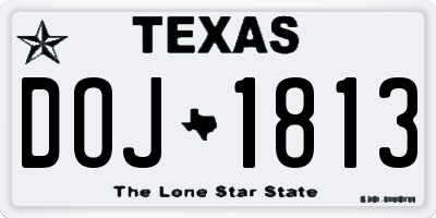 TX license plate DOJ1813
