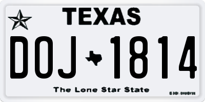 TX license plate DOJ1814