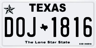 TX license plate DOJ1816