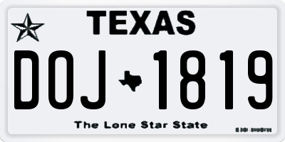 TX license plate DOJ1819