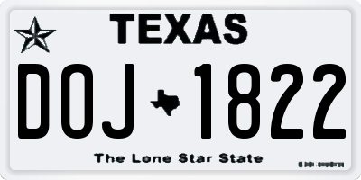 TX license plate DOJ1822