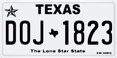 TX license plate DOJ1823