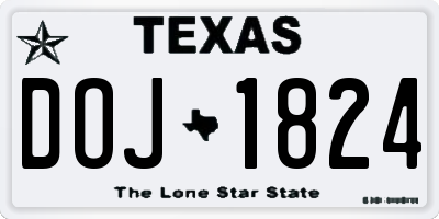TX license plate DOJ1824