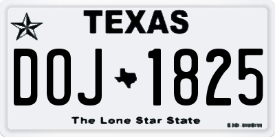 TX license plate DOJ1825