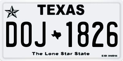TX license plate DOJ1826