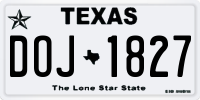 TX license plate DOJ1827