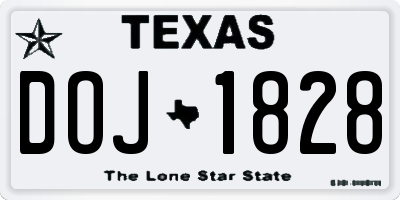TX license plate DOJ1828