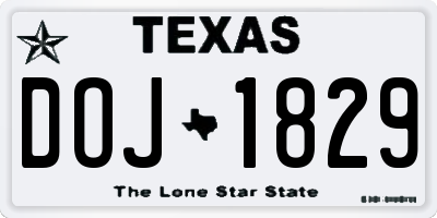 TX license plate DOJ1829