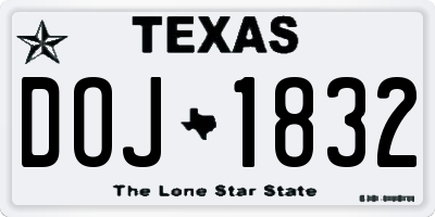 TX license plate DOJ1832