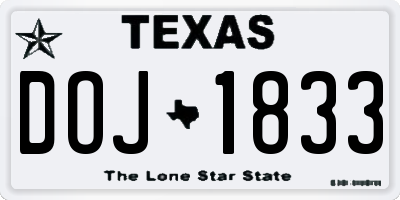 TX license plate DOJ1833