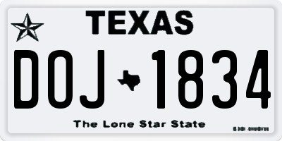 TX license plate DOJ1834