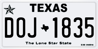 TX license plate DOJ1835