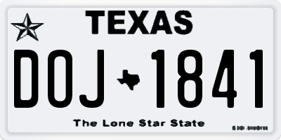 TX license plate DOJ1841