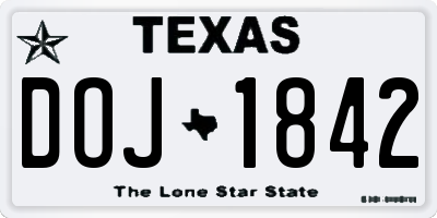 TX license plate DOJ1842