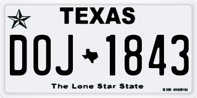 TX license plate DOJ1843