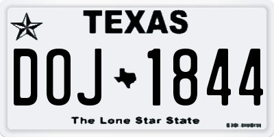 TX license plate DOJ1844