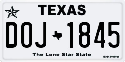 TX license plate DOJ1845