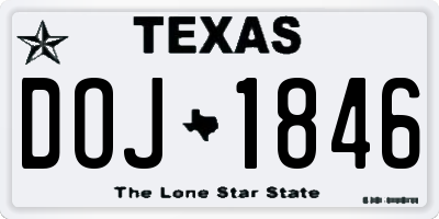 TX license plate DOJ1846