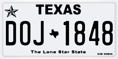 TX license plate DOJ1848