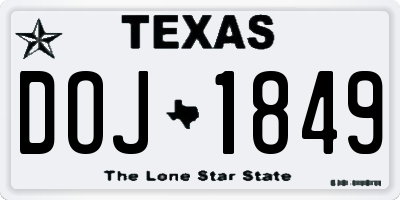 TX license plate DOJ1849